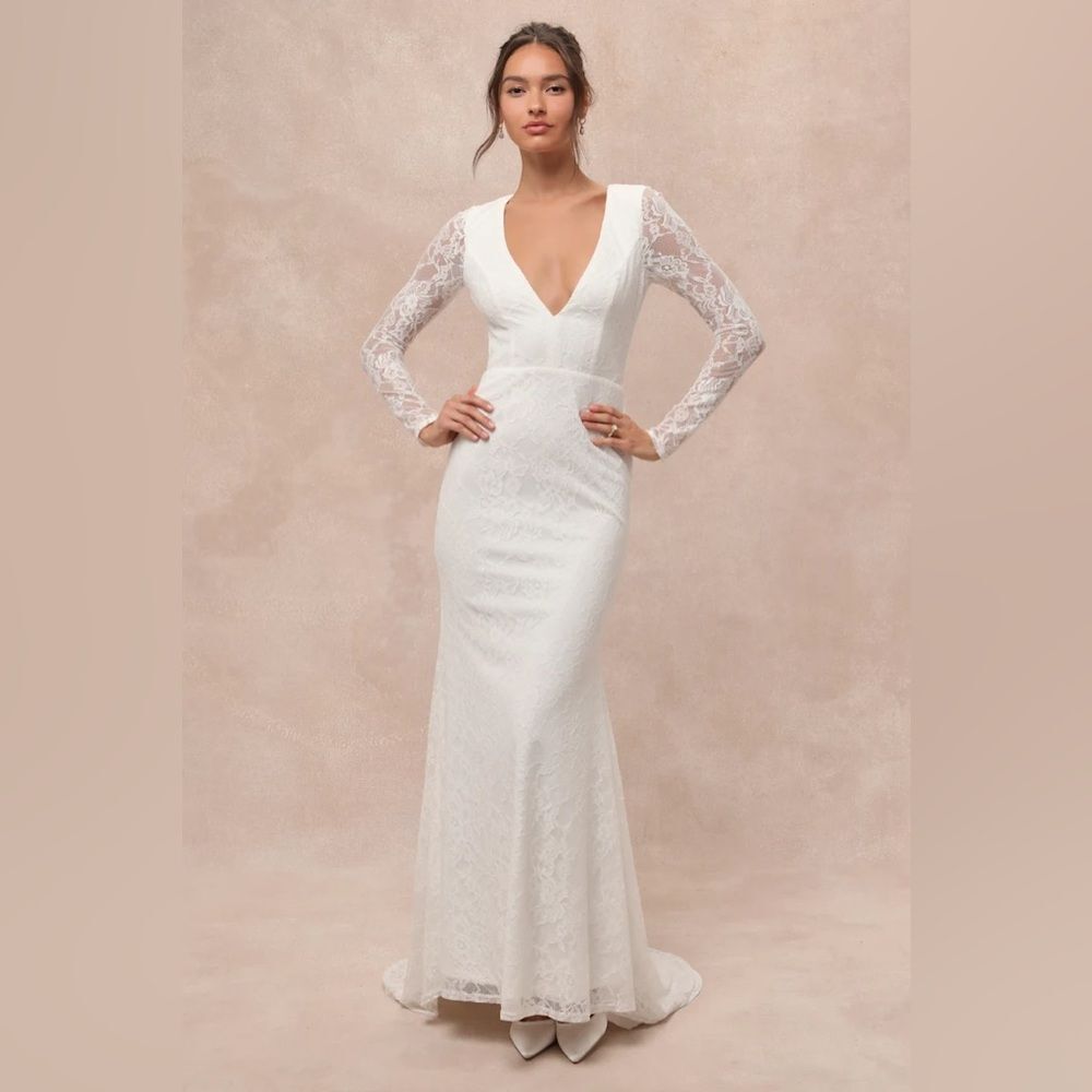 Lulus Emmersyn White Lace Backless Maxi Dress